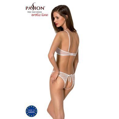 Комплект из бра, трусиков с ажурным декором и открытым шагом Passion URSULA SET XXL/XXXL, white SO5846 фото