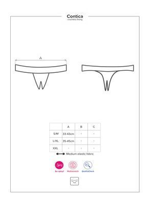 Мереживні танга з доступом Obsessive Contica crothchles thong S/M, чорні SO7256 фото