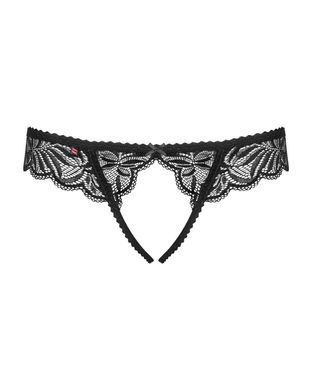 Мереживні танга з доступом Obsessive Contica crothchles thong S/M, чорні SO7256 фото
