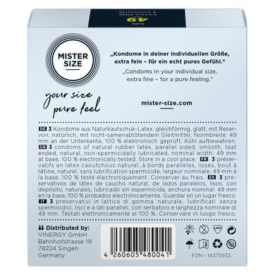 Презервативы Mister Size - pure feel - 49 (3 condoms), толщина 0,05 мм SO8033 фото