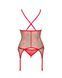 Корсет Obsessive Jollymore corset, XL/2XL, в клетку, с кружевом, пажи для чулок, стринги в комплекте SX1151 фото 4