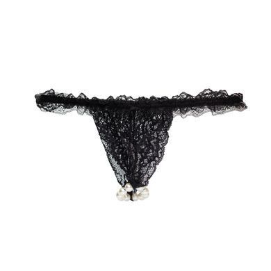 Набір Intt BRAZILIAN PANTY BLACK: трусики на резинці S-XL з перлинним кільцем + полунична змазка SO7129 фото