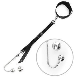 Анальный крюк 4 с ошейником из натуральной кожи Art of Sex - Anal hook, Черный SO7763 фото