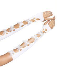 Митенки Leg Avenue Butterfly applique arm warmers White, бабочки SO8576 фото