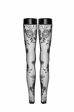 Чулки без мыска Noir Handmade F243 Tulle stockings with patterned flock embroidery, XL SX0158 фото