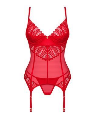 Комплект корсет и стринги Obsessive Ingridia corset & thong XS/S, красный SO9028 фото