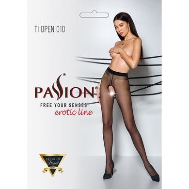 Колготки з відкритим доступом, контрастна лінія Passion TIOPEN 010 1/2 (20 den), black SO5805 фото