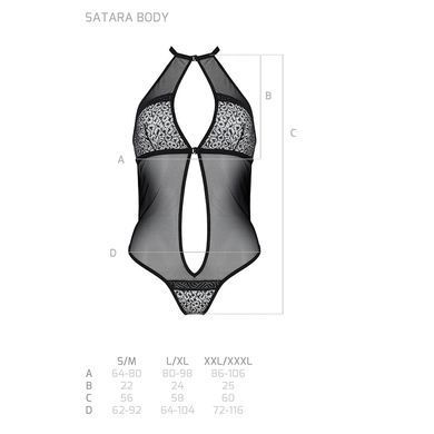 Сітчасте боді з мереживом на грудях Passion SATARA BODY S/M red SO8473 фото