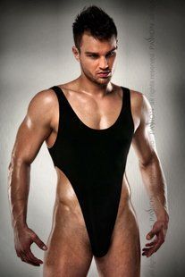 Мужское боди с высоким вырезом бедра Passion 010 BODY black L/XL PSM0101 фото