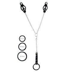 Зажимы для сосков Art of Sex - Nipple clamps for Men Black clover с эрекционными кольцами SO9838 фото