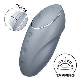 Вибростимулятор-пульсатор Satisfyer Tap & Climax 1 Bluegrey, эффект постукивания пальцем, 2 мотора SX0568 фото