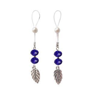 Украшения с бусинами и листиком для сосков Art of Sex &ndash; Nipple Jewelry Leaf, синие SO5395 фото