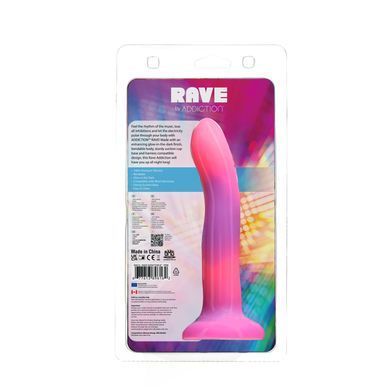 Фалоімітатор, що світиться в темряві, ADDICTION Rave 8&Prime;, Glow in the Dark Dildo Pink Purple, 20,3 см SO6850 фото