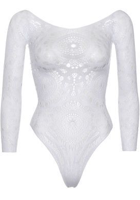 Эротическое боди-бодистокинг Leg Avenue Snap crotch thong back teddy White M/L SO9134 фото