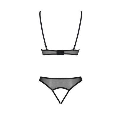 Комплект из браллета с ажурным лифом и открытыми трусиками Passion CHRISTA SET Open Bra L/XL black SO5759 фото