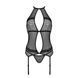Корсет з пажами Passion SATARA CORSET XXL/XXXL black, стрінги, мереживо, застібки спереду та ззаду SO8477 фото 3