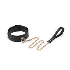 Нашийник з повідцем Liebe Seele Black Organosilicon Collar with Leash, екошкіра SO9484 фото