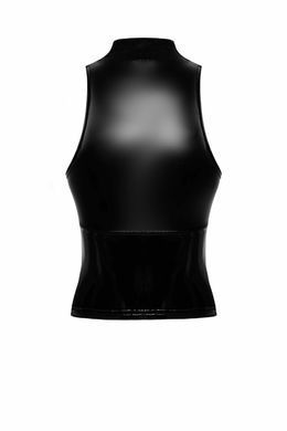 Топ Noir Handmade F324 Glam, XL, black, халтер, на молнии, виниловые вставки, воротник-стойка SX0378 фото
