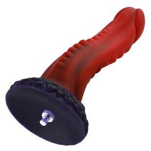 Фаллоимитатор для секс-машин Hismith 8.35&Prime; Curved Silicone Dildo Red Monster Series, система KlicLok SO9966 фото