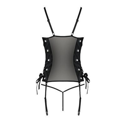 Сетчатый корсет из экокожи Passion MALWIA CORSET 6XL/7XL black, с люверсами и съемными пажами SO7099 фото