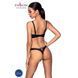 Комплект Passion CELINE BIKINI 2XL/3XL black открытый бра с лентами стринги со шнуровкой, экокожа SO6402 фото 2