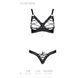 Комплект Passion CELINE BIKINI 2XL/3XL black открытый бра с лентами стринги со шнуровкой, экокожа SO6402 фото 5