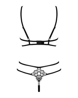 Эротический комплект из стреп Obsessive Badossa 2-pcs set S/M, черный, с доступом SO7217 фото