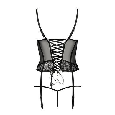 (SALE) Корсет с пажами PERDITA CORSET black XXL/XXXL - Passion Exclusive стрэпы,трусики, укороченный PS26503 фото
