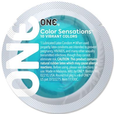Презерватив ONE Color Sensations Catch the perfect ONE, 1 шт, бирюзовый, гладкий, со смазкой SX0763 фото