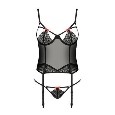 (SALE) Корсет с пажами PERDITA CORSET black XXL/XXXL - Passion Exclusive стрэпы,трусики, укороченный PS26503 фото