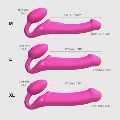 Безремінний страпон з вібрацією Strap-On-Me Vibrating Fuchsia M, діаметр 3,8 см, пульт ДК, регульований SX2571 фото