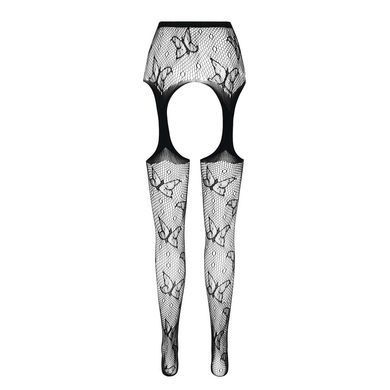 Эротические колготки-бодистокинг Passion ECO S001 white, с доступом, декор бабочки, подвязки SO7086 фото