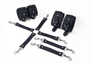 Набор для БДСМ Feral Feelings BDSM Kit 3 Black, наручники, поножи, крестовина SO8269 фото