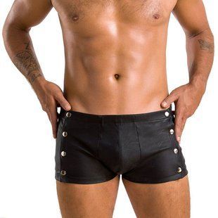 Мужские кожаные боксеры с заклепками Passion 048 SHORT DAVID S/M Black SO7616 фото