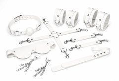 Набір Feral Feelings BDSM Kit 7 White, наручники, поножі, конектор, маска, падл, кляп, затискачі SX3982 фото