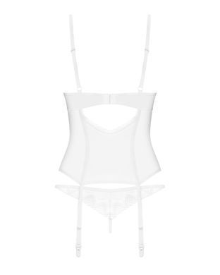 Корсет Obsessive Alissium corset&thong M/L, гибкие косточки, открытая спина, стринги в комплекте SX0601 фото