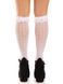 Гольфы ажурные Leg Avenue Sweetheart Ruffle Cuff Knee Highs, белые, рисунок-сердечки SX1049 фото 4