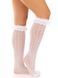 Гольфы ажурные Leg Avenue Sweetheart Ruffle Cuff Knee Highs, белые, рисунок-сердечки SX1049 фото 1