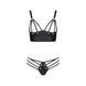 Комплект из эко-кожи с люверсами и ремешками Passion MALWIA BIKINI S/M, black, бра и трусики SO5763 фото 3