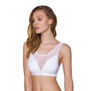 Топ з прозорою вставкою Passion PS002 TOP XL, white SO4206 фото