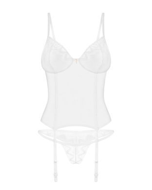 Корсет Obsessive Alissium corset&thong XL/2XL, гибкие косточки, открытая спина, стринги в комплекте SX0602 фото