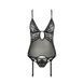 Корсет з декольте Passion ERZA CORSET XXL/XXXL, black, пажі, трусики, напівпрозорий PS26009 фото 3