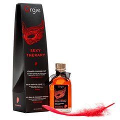 Набір для масажу Orgie &ndash; Sexy Therapy Strawberry (100 мл), їстівна розігрівальна олія + пір&rsquo;їнка SX1507 фото