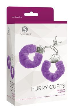 Наручники S Pleasures Furry Cuffs Purple з пухнастим оздобленням, 2 ключі в комплекті SX1642 фото