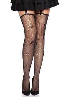 Чулки Leg Avenue Daisy Dot Fishnet Stockings One Size Black SX2746 фото