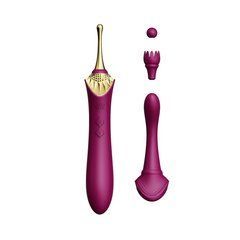 Вагінально-кліторальний вібратор Zalo &mdash; Bess Velvet Purple, мультифункціональний із насадками SO6653 фото