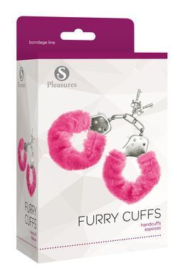 Наручники S Pleasures Furry Cuffs Pink з пухнастим оздобленням, 2 ключі в комплекті SX1600 фото
