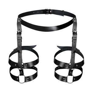 Кожаные гартеры Art of Sex - Melani Leather garters, Черные L-2XL SO8301 фото