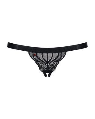 Мереживні танги з доступом Obsessive 828-THC-1 crotchless thong S/M, чорні SO7173 фото