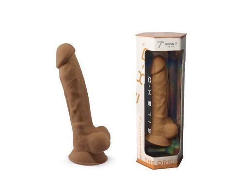 Фалоімітатор SilexD Johnny Caramel (MODEL 1 size 7in), двошаровий, силікон + Silexpan, діаметр 3,8см SO3835 фото
